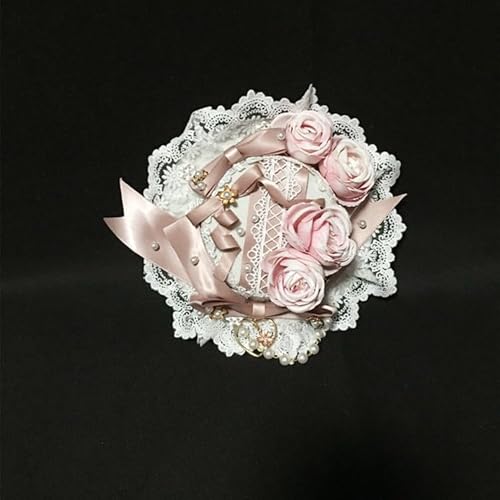 Lolita Maid Weiche Mädchen Blumen Teetasse Party Zylinder Rock Cosplay Kostüm Spitze Kopfschmuck Haarspangen (Rosa) von Tunbuy