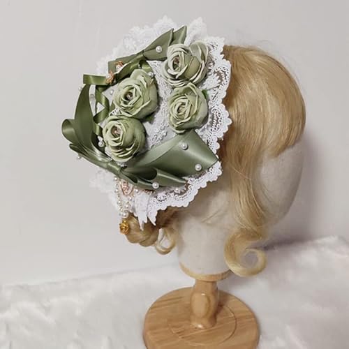 Lolita Maid Weiche Mädchen Blumen Teetasse Party Zylinder Rock Cosplay Kostüm Spitze Kopfschmuck Haarspangen (gr-een) von Tunbuy