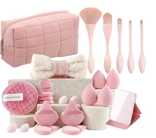 TuneYune Make-up-Pinsel-Set, 25-teilig, hochwertiges synthetisches Foundation-Puder, Concealer, Lidschatten, Rouge, Make-up-Pinsel (Rosa, 25-teiliges Set) von TuneYune Pet