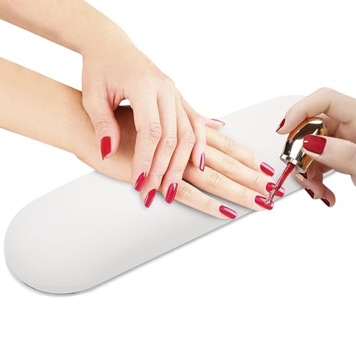 Nagelkissen Handauflage Weiche Handauflage-Kissen Armlehne Waschbar PU-Leder Professional Wasserdichte Staubdichte für Salon Zuhause Heim Runden Weiß von Tunejoy