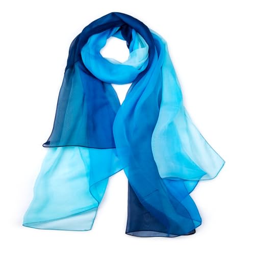 Tunejoy Frauen Polyester Elegante Halstuch Tuch Seidenschal Damen Polyester Mode Seide Leicht Lange Verlaufsfarben Geschenke für Abendkleid Festlich 180×70 cm von Tunejoy