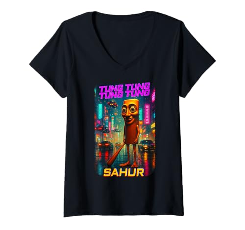 Damen Tung Sahur Italian Brainrot Meme T-Shirt mit V-Ausschnitt Damen Tung Sahur Italian Brainrot Meme T-Shirt mit V-Ausschnitt von Tung Tung Tung Tung Sahur Italian Brainrot Memes