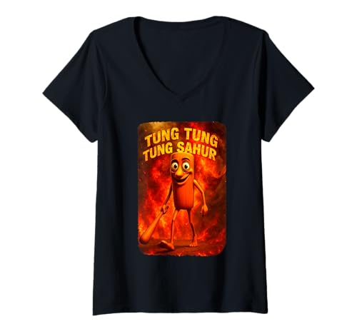 Damen Tung Sahur Italian Brainrot Meme T-Shirt mit V-Ausschnitt Damen Tung Sahur Italian Brainrot Meme T-Shirt mit V-Ausschnitt von Tung Tung Tung Tung Sahur Italian Brainrot Memes