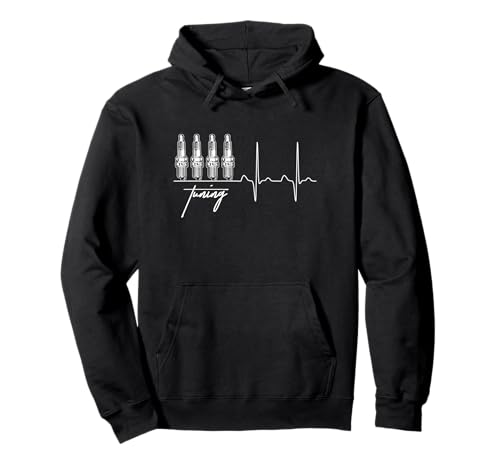 Herren & Männer Tuning Sprüche EKG Herzschlag Zündkerzen Pullover Hoodie von Tuning Bekleidung (T-Shirts, Pullover & Hoodie)