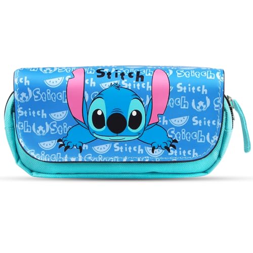Tuofang Stitch Federmäppchen, Kinder Federmäppchen, Schulmäppchen mit 2 Fächern, Stitch Anime Mäppchen, Sti Federmäppchen für Kinder Studenten Junge Mädchen von Tuofang