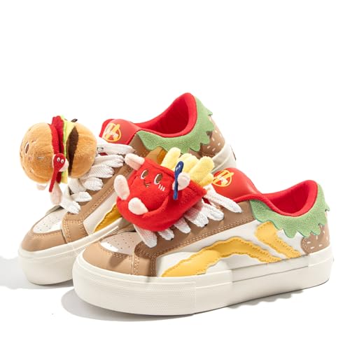 Tuopin Modische Turnschuhe Freizeit-Turnschuhe zum Schnüren Bunte Damenschuhe Modische Damen-Sneaker rutschfeste Damenschuhe (Inklusive Schuhzubehör, Brown/Multi, Erwachsene, Damen, 39.5, M) von Tuopin