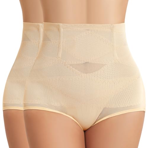 Tuopuda Bauch Weg Unterhose Damen Slip Unterwäsche Frauen Bauch-Weg-Effekt Stark Formend Underwear Women weicher und bequemer Taillenslip, Beige *2, L von Tuopuda