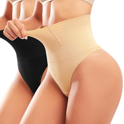 Tuopuda Bauchweg Tanga Damen Shape String Formslip Underwear Women Bequemer Taillenslip Skims Body für Frauen, Schwarz + Beige, M von Tuopuda