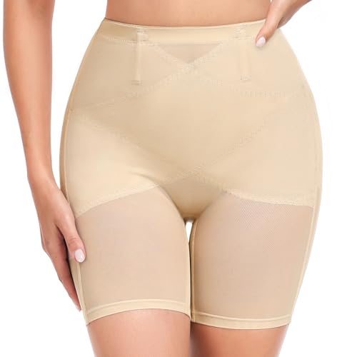 Tuopuda Bauchweg Unterhose Damen Hose Mitte Taille Shapewear Shaping Unterwäsche Shape Miederpants Shorts Figurformende Miederhose mit Bein Body Shaper für Frauen, Beige, L von Tuopuda
