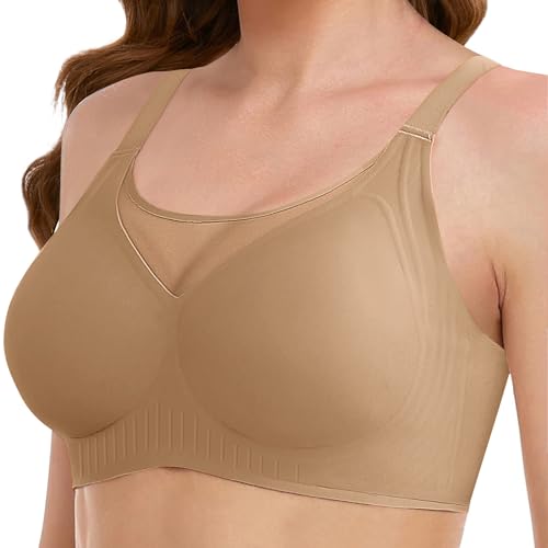 Tuopuda Bustier Damen Mesh BH Comfit BH Wohlfühl Bustiers Top | Bügelloser Soft Bra | Schlaf Still Sport Bralette | Geschenk für Frauen, Kaki, L von Tuopuda