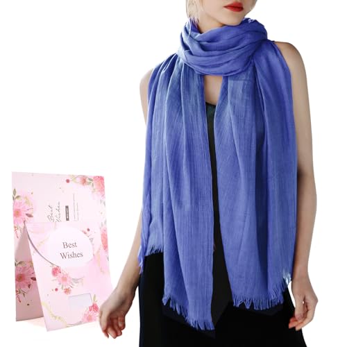 Tuopuda Damen Schal Stola Festlich Elegante Scarves Muslim Kopftuch Halstuch Hijab Umschlagstuch für Abendkleid Braut Hochzeit Sonnenschutz Frühling Sommer Herbst Winter Geschenk 195 x 95CM, Blau von Tuopuda