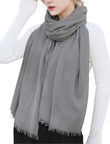 Tuopuda Damen Schal Stola Festlich Elegante Scarves Muslim Kopftuch Halstuch Hijab Umschlagstuch für Abendkleid Braut Hochzeit Sonnenschutz Frühling Sommer Herbst Winter Geschenk 195 x 95CM, Grau von Tuopuda