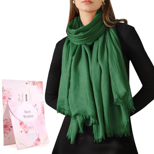 Tuopuda Damen Schal Stola Festlich Elegante Scarves Muslim Kopftuch Halstuch Hijab Umschlagstuch für Abendkleid Braut Hochzeit Sonnenschutz Frühling Sommer Herbst Winter Geschenk 195 x 95CM, Grün von Tuopuda