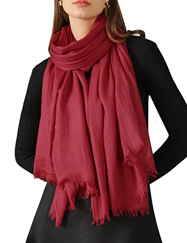 Tuopuda Damen Schal Stola Festlich Elegante Scarves Muslim Kopftuch Halstuch Hijab Umschlagstuch für Abendkleid Braut Hochzeit Sonnenschutz Frühling Sommer Herbst Winter Geschenk 195 x 95CM, Rot von Tuopuda