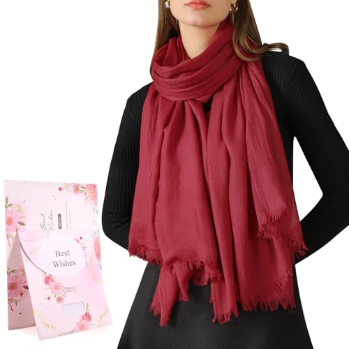 Tuopuda Damen Schal Stola Festlich Elegante Scarves Muslim Kopftuch Halstuch Hijab Umschlagstuch für Abendkleid Braut Hochzeit Sonnenschutz Frühling Sommer Herbst Winter Geschenk 195 x 95CM, Rot von Tuopuda
