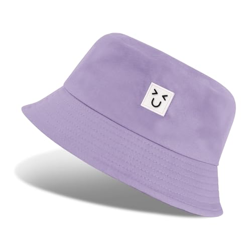 Tuopuda Fischerhüte Bucket Hat Unisex Sonnenhut Baumwolle Buckethut Faltbar Fischerhut Anglerhut Freizeithut Sommermütze Herbst Camping Reisen Wandern, Lila-01 von Tuopuda