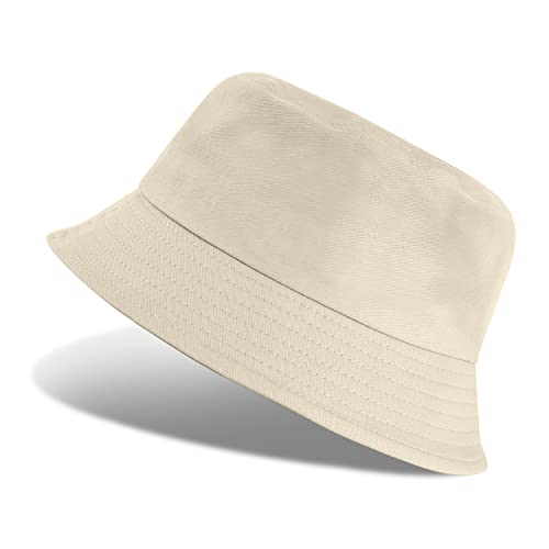 Tuopuda Fischerhüte Bucket Hat Unisex Sonnenhut Baumwolle Buckethut Faltbar Fischerhut Anglerhut Sommer 56-58cm, Beige-B von Tuopuda