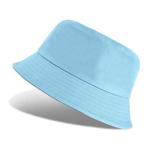 Tuopuda Fischerhüte Bucket Hat Unisex Sonnenhut Baumwolle Buckethut Faltbar Fischerhut Anglerhut Sommer 56-58cm, Blau-B von Tuopuda