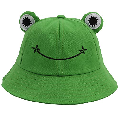 Tuopuda Fischerhüte Herren Damen, Anglerhut Faltbar Baumwolle, Niedlicher Frosch Eimerhut, Bucket Hut Unisex, Sommerhut Outdoor, Frog Freizeithut für Angeln Wandern Camping, Grün, S von Tuopuda