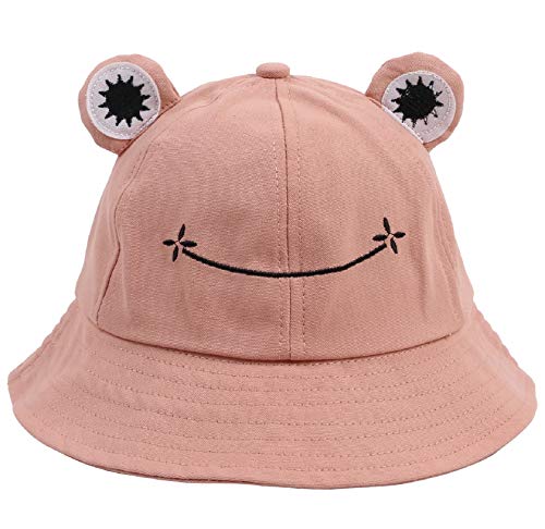 Tuopuda Fischerhüte Herren Damen, Anglerhut Faltbar Baumwolle, Niedlicher Frosch Eimerhut, Bucket Hut Unisex, Sommerhut Outdoor, Frog Freizeithut für Angeln Wandern Camping, Rosa, M von Tuopuda