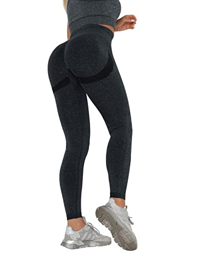 Tuopuda Leggings für Damen Hohe Taille Leggins Blickdicht Elastische Sporthose mit Bauchkontrolle Sportleggins Lang Strumpfhosen Yogahose Laufhose Tights für zum Laufen Radfahren Fitness, A schwarz, L von Tuopuda