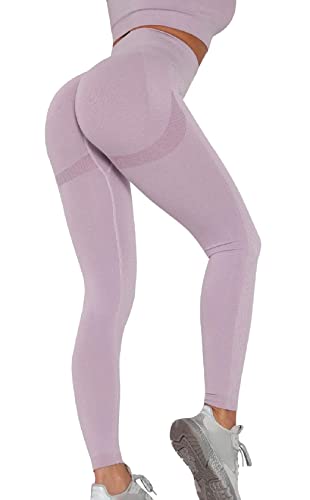 Tuopuda Leggings für Damen Hohe Taille Leggins Blickdicht Elastische Sporthose mit Bauchkontrolle Sportleggins Lang Strumpfhosen Yogahose Laufhose Tights für zum Laufen Radfahren Fitness, Violett, L von Tuopuda