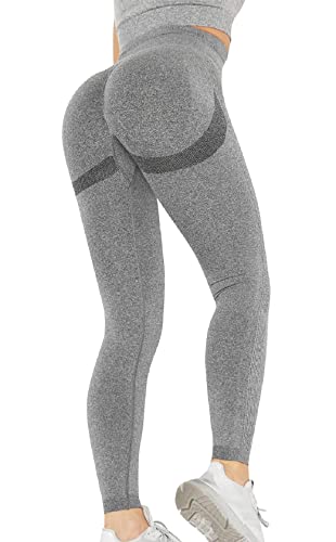 Tuopuda Leggings für Damen Hohe Taille Leggins Blickdicht Elastische Sporthose mit Bauchkontrolle Sportleggins Lang Strumpfhosen Yogahose Laufhose Tights für zum Laufen Radfahren Fitness, grau, S von Tuopuda