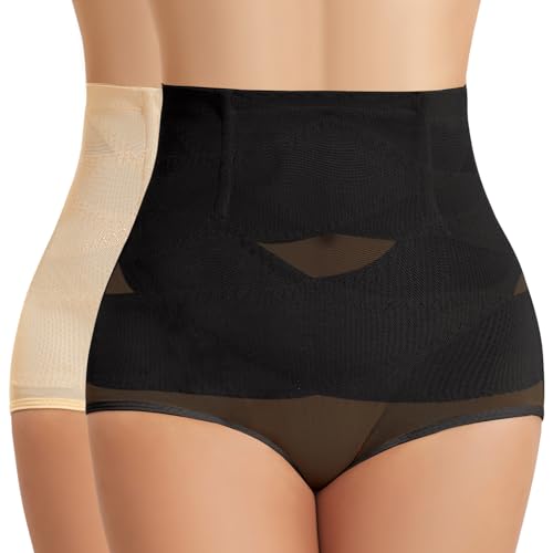 Tuopuda Miederhose Damen Bauchweg Figurformender Slip Bequem und Atmungsaktiv Bauch Weg Unterwäsche Skims Body für Frauen, Schwarz + Beige, XL von Tuopuda