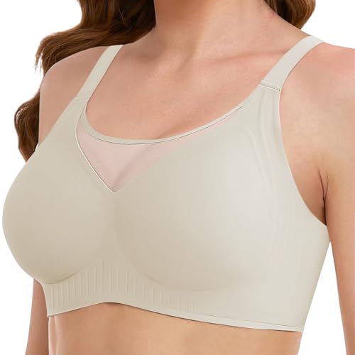 Tuopuda Nahtloser Minimizer BH Damen Ohne Bügel Bralette Damen BHS GroßE Brüste Push Up Gepolstert Ultrakomfortable BH Seamless Bra, Hellgrau, XXL von Tuopuda