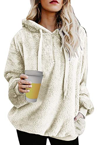 Tuopuda Pullover Damen Kapuzenpullover Hoodie Sweatshirt Damen Langarmshirt Sweatshirt Mit Kapuze Herbst Winter Kapuzenpulli Sweater Langarm Oversize Mantel Tops Pulli Winterpullover von Tuopuda