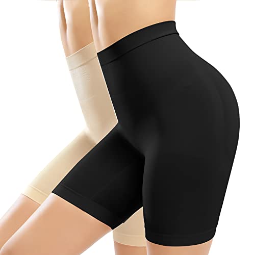 Tuopuda Radlerhose Damen Bauch Weg, Sicherheitshose Mieder mit Beinformer Hose Panties Leggings Kurze, Schwarz + Beige, L von Tuopuda