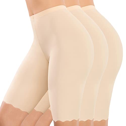 Tuopuda Radlerhose Damen Hohe Taille Unterhose Unter Rock Hose Sommer Hotpants Miederhose Bequem Atmungsaktiv Unterwäsche Skims Unter Kleid Kurze Shorts für Frauen, Beige, XXL von Tuopuda