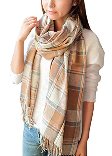 Tuopuda Schal Damen Winter Herbst Oversized Kaschmir Quadratisch Deckenschal Karo Tartan Streifen Plaid Muster Herbstschal Winterschal lange Weich Wraps von Tuopuda