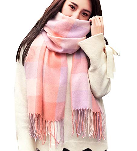 Tuopuda Schal Damen Winter Herbst Oversized Kaschmir Quadratisch Deckenschal Karo Tartan Streifen Plaid Muster Herbstschal Winterschal lange Weich Wraps von Tuopuda