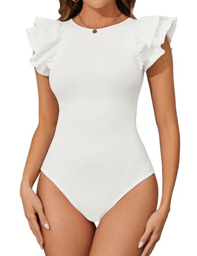 Tuopuda Shapewear Damen Bauchweg Body Sculpting mit Druckknopf Formender Taillenmieder Shaping Miederbody, Weiß, M von Tuopuda
