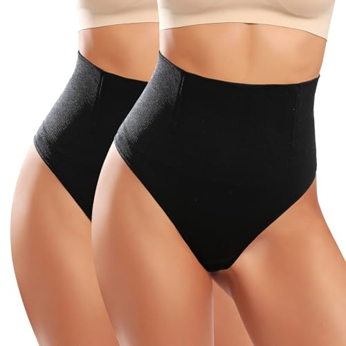 Tuopuda Shapewear Damen Bauchweg Unterhose Mieder String Tanga Slip Miederhose Mittlere Taille Miederslip Figurformende Shaping Unterwäsche Miederpants Nahtlos Body Shaper, Schwarz*2, M von Tuopuda