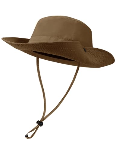 Tuopuda Sonnenhut Herren Damen Fischerhut mit breiter Krempe Bucket Hat UV-Schutz Boonie Hut Wasserdicht Safari Hut Freizeithut für Wandern Camping Reisen Angeln 56-60cm, Kaffee von Tuopuda