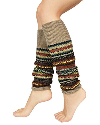 Tuopuda Stulpen Damen Lange Winter Legwarmer Böhmischer Stil Beinstulpen Gestrickt Verdicken Beinwärmer Overknee Strümpfe 1/2 Paar Tanzen Strumpf Knit Crochet Socken Weihnachtsstrumpf, Khaki 1 Paar, von Tuopuda