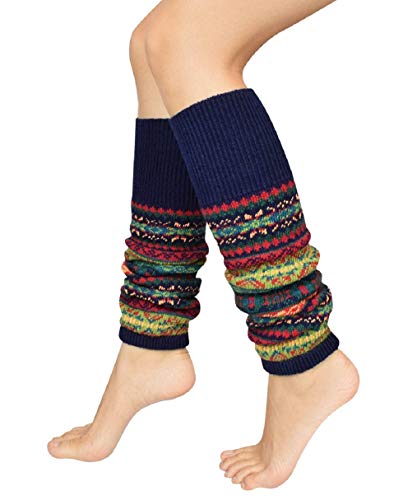 Tuopuda Stulpen Damen Lange Winter Legwarmer Böhmischer Stil Beinstulpen Gestrickt Verdicken Beinwärmer Overknee Strümpfe 1/2 Paar Tanzen Strumpf Knit Crochet Socken Weihnachtsstrumpf, Marine 1 Paar, von Tuopuda