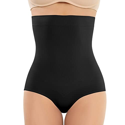 Tuopuda Bauchweg Slip Damen Figurenformend Miederslip mit Bauch-Weg-Effekt Hoch Taile Formende Unterwäsche Shapewear, Schwarz, M von Tuopuda