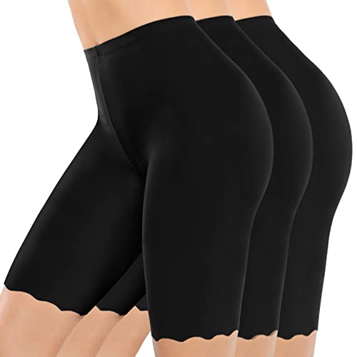 Tuopuda Unterhosen Damen 3er Pack Radlerhose Boxershorts Hohe Taille Shorts Panties Lange Unterwäsche Slip Schlüpfer Sicherheitshose Nahtlose Höschen Leggings Hipster, Schwarz, S von Tuopuda