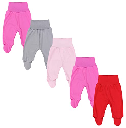 TupTam Baby Strampelhose Jungen Mädchen Hose mit Fuß 5er Pack, Farbe: Mädchen 2, Größe: 68 von TupTam