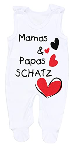 TupTam Unisex Baby Strampler mit Spruch I love Mum and Dad, Farbe: Weiß - Mamas Papas Schatz, Größe: 74 von TupTam