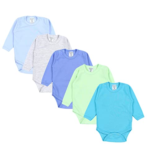 TupTam Baby Body Langarm – Weicher Body Baby 5er Pack aus Baumwolle, Unifarben, OEKO-TEX Zertifiziert, Farbe: Farbenmix 2, Größe: 80 von TupTam