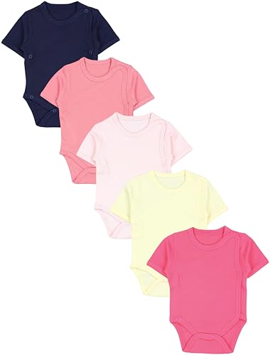 TupTam Baby Body Mädchen 5er Set – Kurzarm Wickelbody aus Baumwolle mit Print, Atmungsaktiv und Hautfreundlich, Farbe: Dunkelblau Rosa Puderrosa Pastelgelb Himbeere, Größe: 50 TupTam Baby Body Mädchen 5er Set – Kurzarm Wickelbody aus Baumwolle mit Print, Atmungsaktiv und Hautfreundlich, Farbe: Dunkelblau Rosa Puderrosa Pastelgelb Himbeere, Größe: 50 von TupTam
