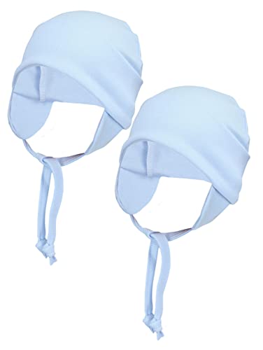 TupTam Baby Erstlingsmütze mit Ohrenklappen 2er Pack, Farbe: Blau, size 56, ( Label size:50/56) von TupTam