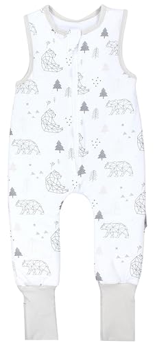 TupTam Schlafsack mit Füßen – Ganzjahresschlafsack Baby 2.5 TOG aus Baumwolle, OEKO-TEX zertifiziert, Farbe: Eisbär Zeichnung umstülpbarer Fuß, Größe: 116-122 von TupTam