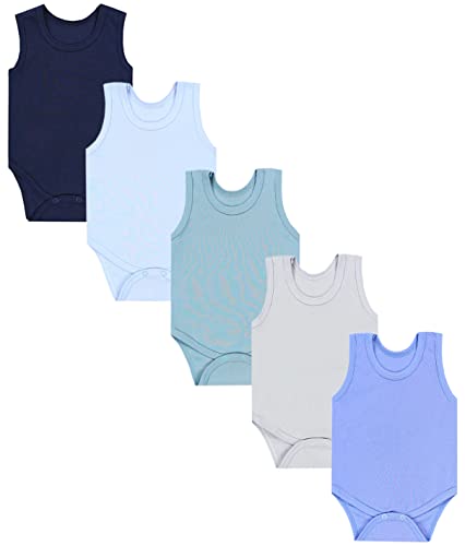 TupTam Baby Jungen Achselbody – Weicher Baby Body im 5er Pack aus Baumwolle, Body Baby Unifarben OEKO-TEX zertifiziert, Farbe: Farbenmix 10, Größe: 128 von TupTam