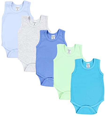TupTam Baby Jungen Achselbody – Weicher Baby Body im 5er Pack aus Baumwolle, Body Baby Unifarben OEKO-TEX zertifiziert, Farbe: Farbenmix 2, Größe: 92 von TupTam