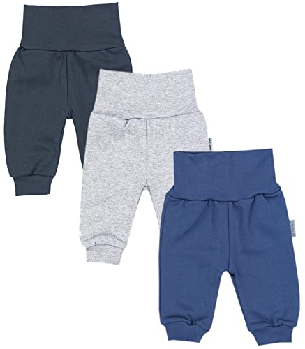 TupTam Pumphose Baby Jungen 3er Pack – Bequeme Baby Hosen Jungen aus Baumwolle mit Bund und Fußbündchen, Farbe: Graphit/Melange Grau/Jeans, Größe: 98 von TupTam